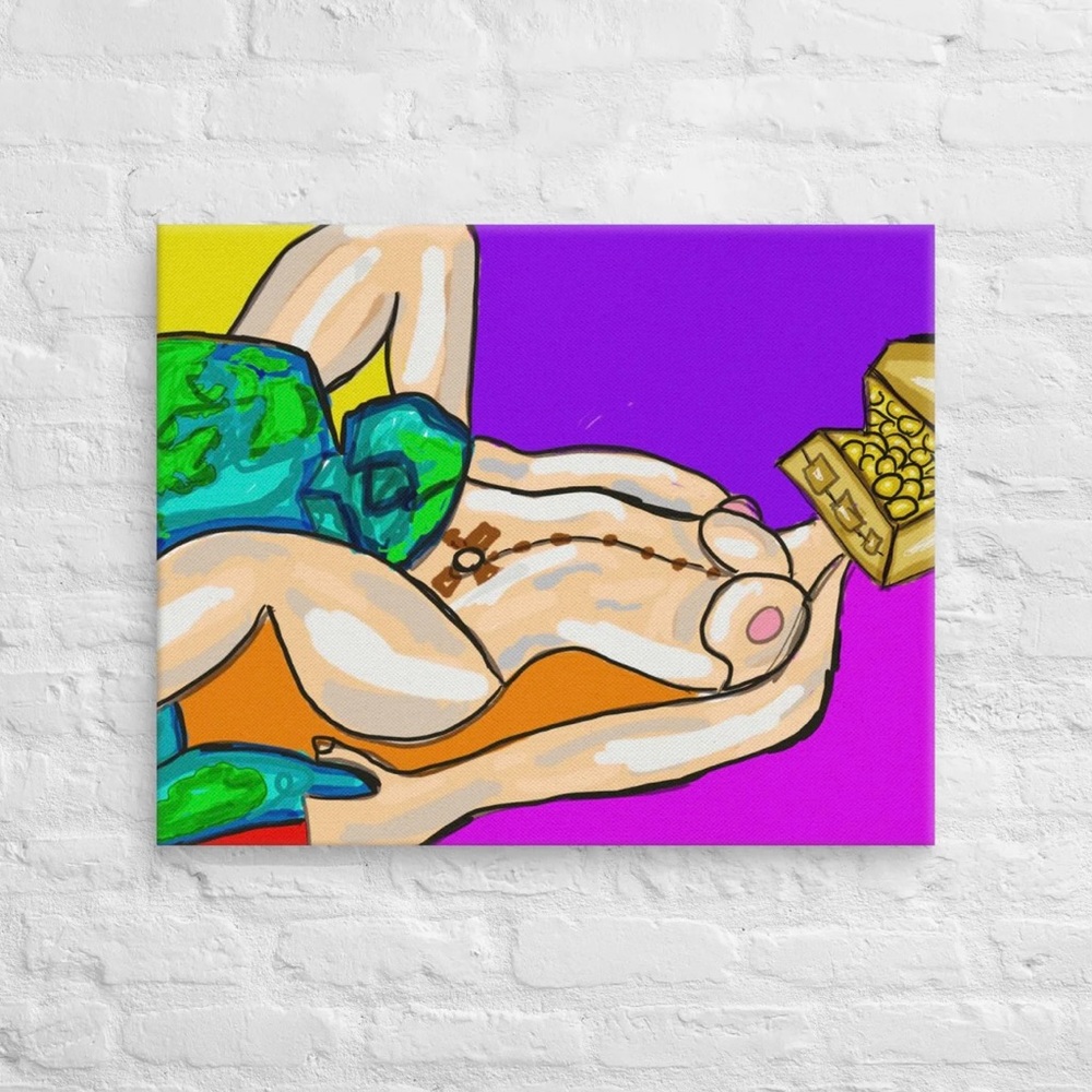 She the prize stretch canvas couples art lovers intimate wall piece